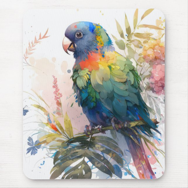 Parrot Bird Portrait Animal Painting Wildlife Free Mouse Mat (Front)