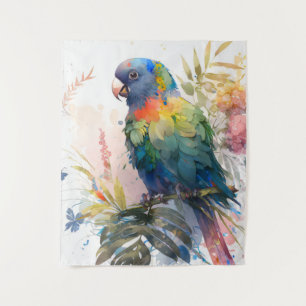 Parrot Bird Portrait Animal Painting Wildlife Free Tapestry