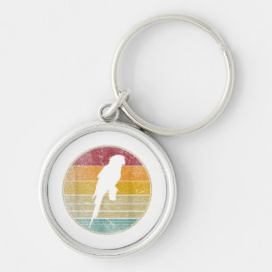 Parrot Bird Vintage Distressed Retro Style Silhoue Key Ring
