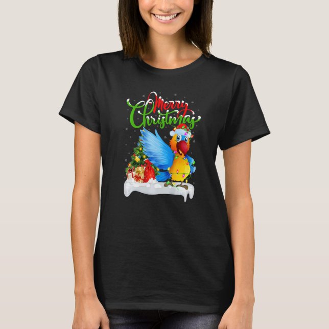 Parrot Bird  Xmas Decorations Santa Parrot Christm T-Shirt (Front)