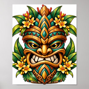 Parrot Bloom Tiki Poster
