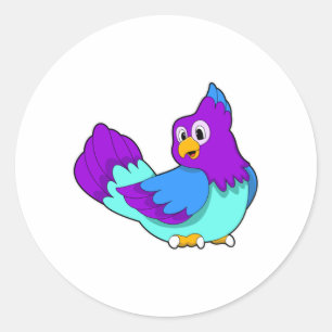 Parrot blue classic round sticker