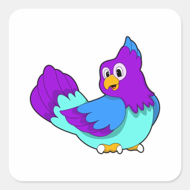 Parrot blue square sticker (Front)