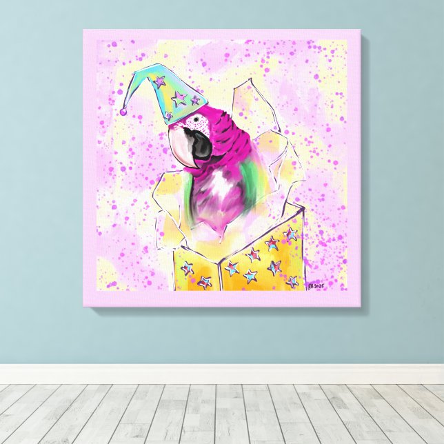 Parrot Canvas Print (Insitu(Wood Floor))
