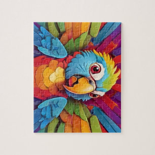 Parrot, cartoon, colourful jigsaw puzzle
