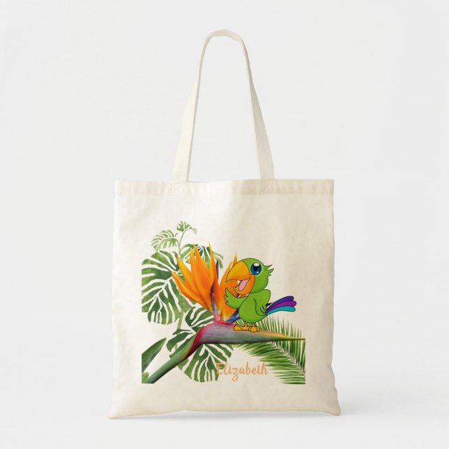 Parrot, Caudata, Palm Leaves - Personalised Tote Bag (Front)