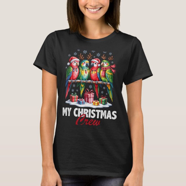 Parrot Christmas Crew Cute Bird Lovers Funny Holid T-Shirt (Front)