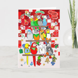 Parrot Christmas Holly Jolly Holiday Card