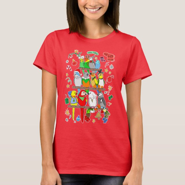Parrot Christmas Holly Jolly T-Shirt (Front)