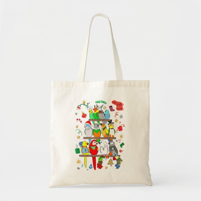 Parrot Christmas Holly Jolly Tote Bag (Front)
