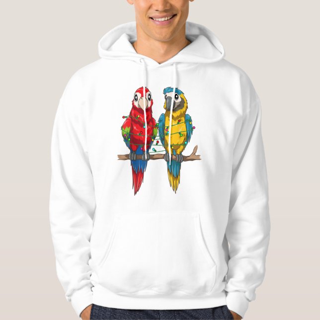 Parrot Christmas Macaw Xmas Lights Bird Hoodie (Front)