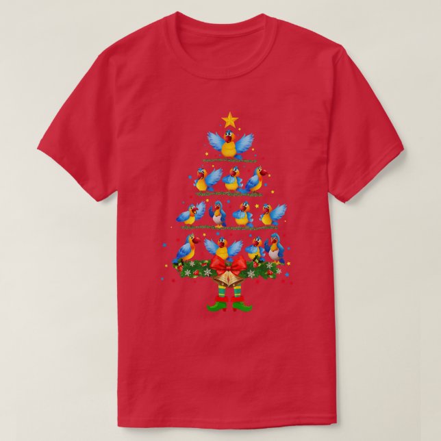 Parrot Christmas Tree Funny Parrot Birds Lover Xma T-Shirt (Design Front)