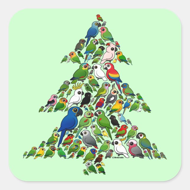 Parrot Christmas Tree Square Sticker (Front)