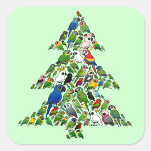 Parrot Christmas Tree Square Sticker