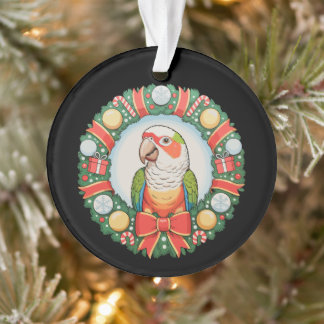 Parrot Christmas Wreath Green Cheek Conure Xmas Ornament