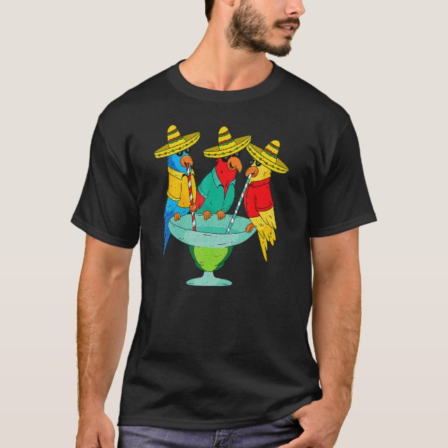Parrot Cinco De Mayo  Drinking Tequila Mexican Fie T-Shirt (Front)