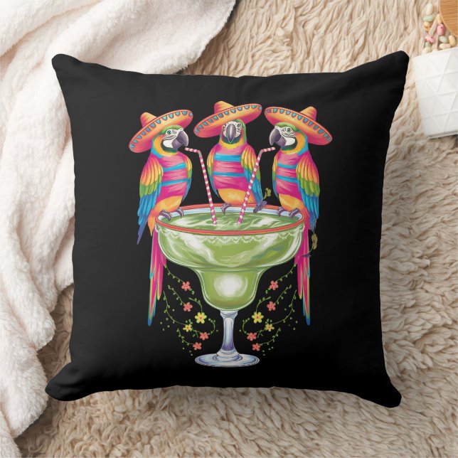 Parrot Cinco De Mayo Funny Drinking Mexican Fiesta Cushion (Blanket)