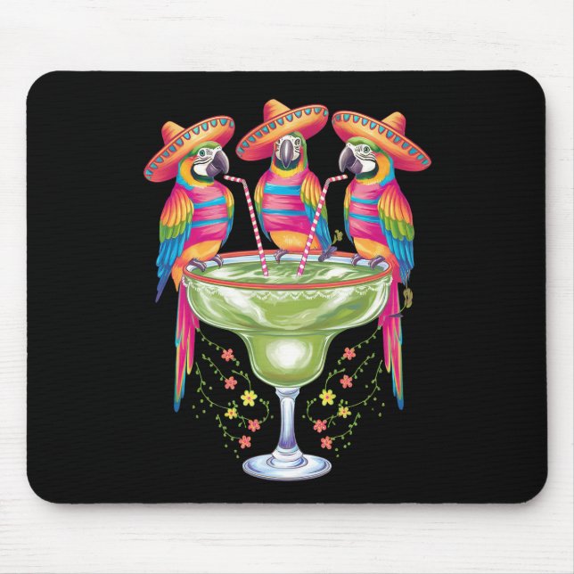 Parrot Cinco De Mayo Funny Drinking Mexican Fiesta Mouse Mat (Front)