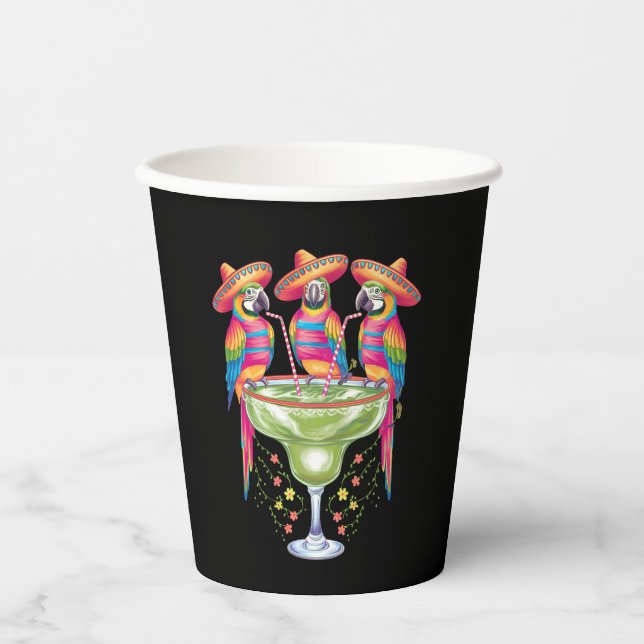 Parrot Cinco De Mayo Funny Drinking Mexican Fiesta Paper Cups (Front)
