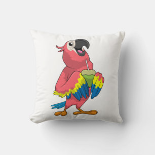 Parrot & Coconut with Drinking straw Cushion