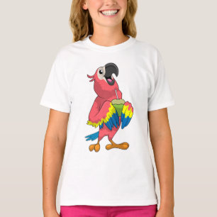Parrot & Coconut with Drinking straw T-Shirt