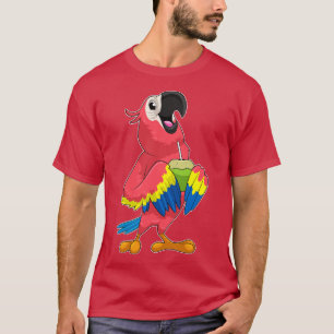Parrot Coconut with Drinking straw T-Shirt