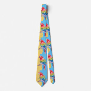 Parrot Colorful Watercolor Macaw Mens Neck Tie
