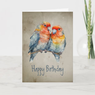 Parrot Couple Love Bird Birthday  Greeting Card