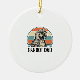 Parrot Dad Vintage Sunset Engraving Shirt Design_1 Ceramic Tree Decoration