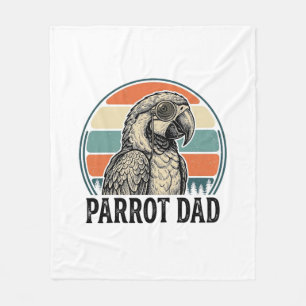 Parrot Dad Vintage Sunset Engraving Shirt Design_1 Fleece Blanket