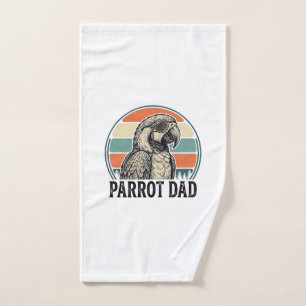 Parrot Dad Vintage Sunset Engraving Shirt Design_1 Hand Towel