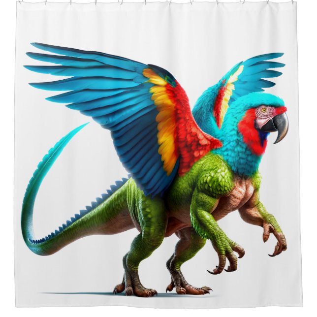 Parrot Dinosaur Shower Curtain (Front)