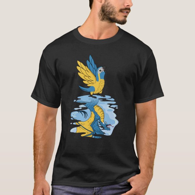 Parrot & Dragon Reflection I Blue throated Macaw T-Shirt (Front)