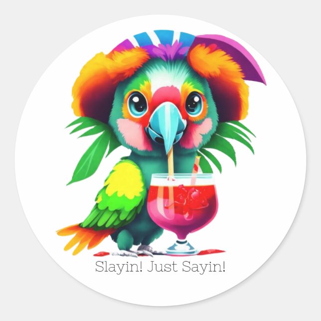 Parrot Envelope Seal Sticker /  Laptop Sticker,  (Front)
