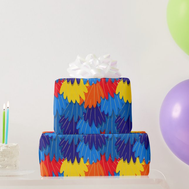 Parrot Feather Pattern Scarlet Macaw Wrapping Paper (Party Gifts)