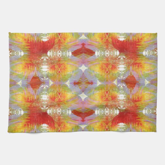 Parrot feathers pattern tea towel (Horizontal)