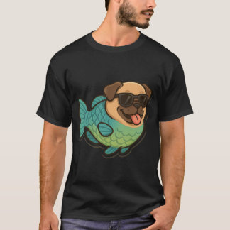 Parrot Fish with a Funny Pug Head T-Shirt