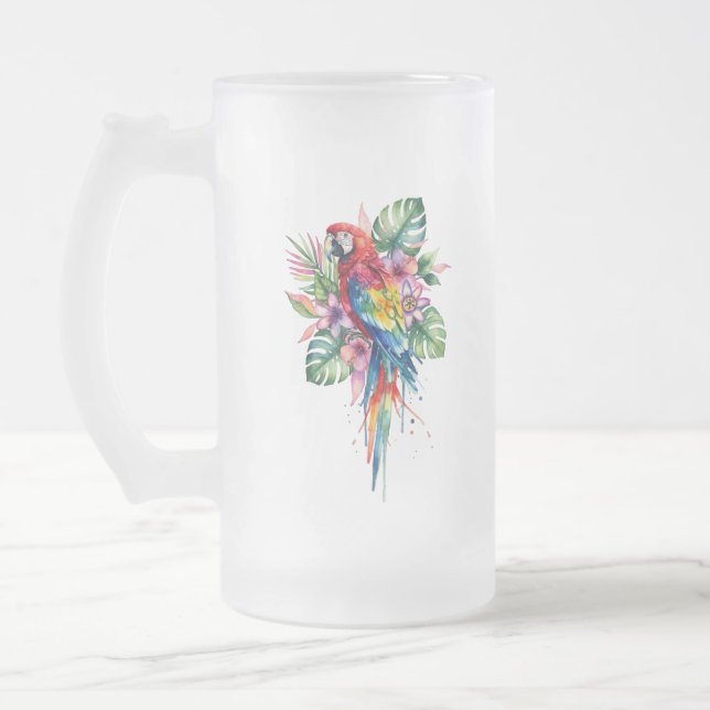 Parrot Frosted Glass Beer Mug (Left)