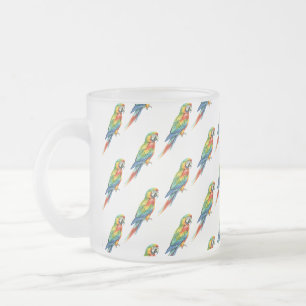 Parrot Frosted Glass Coffee Mug