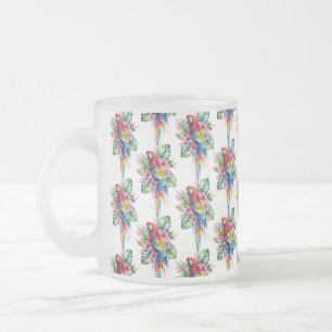 Parrot Frosted Glass Coffee Mug