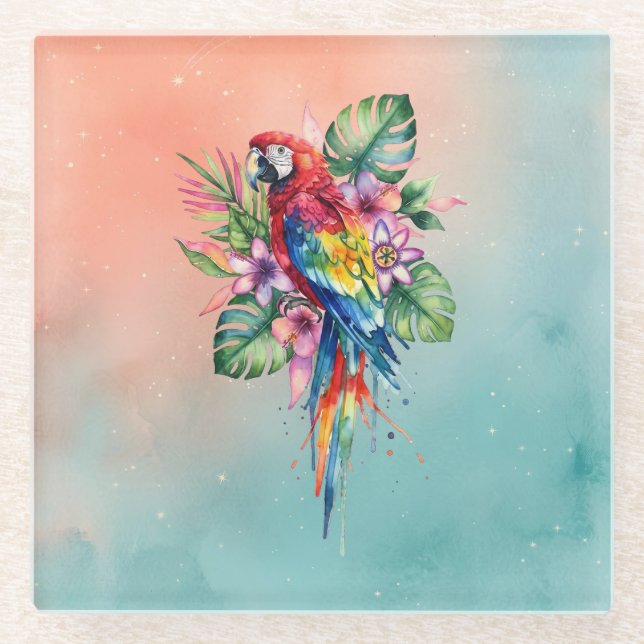 Parrot Glass Coaster (Front)
