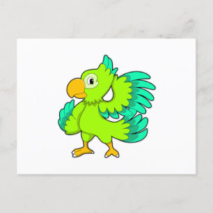 Parrot green postcard