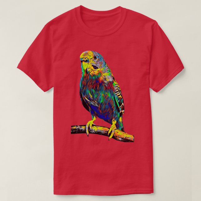 Parrot Hanging on a Tree Bird Colourful Design T-Shirt (Design Front)