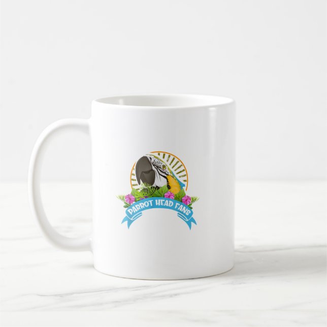 Parrot Head Fans Macaw Parrot Bird Tropical Bird  Coffee Mug (Left)