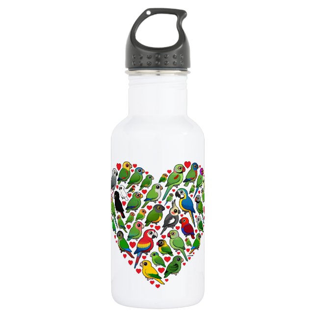 Parrot Heart 532 Ml Water Bottle (Front)