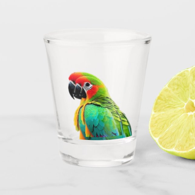 Parrot image in shot glass (Front)