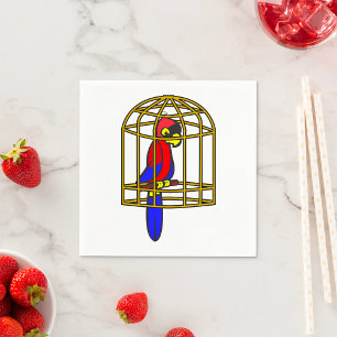 Parrot In A Cage Paper Napkins