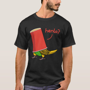 Parrot In A Cup Henlo I Yellow Budgie Budgerigar T-Shirt