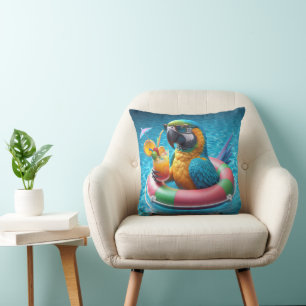 Parrot In a Swimming Pool Cushion