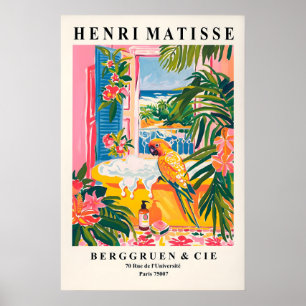 Parrot in Bathtub Art Print Matisse Bathroom Wall